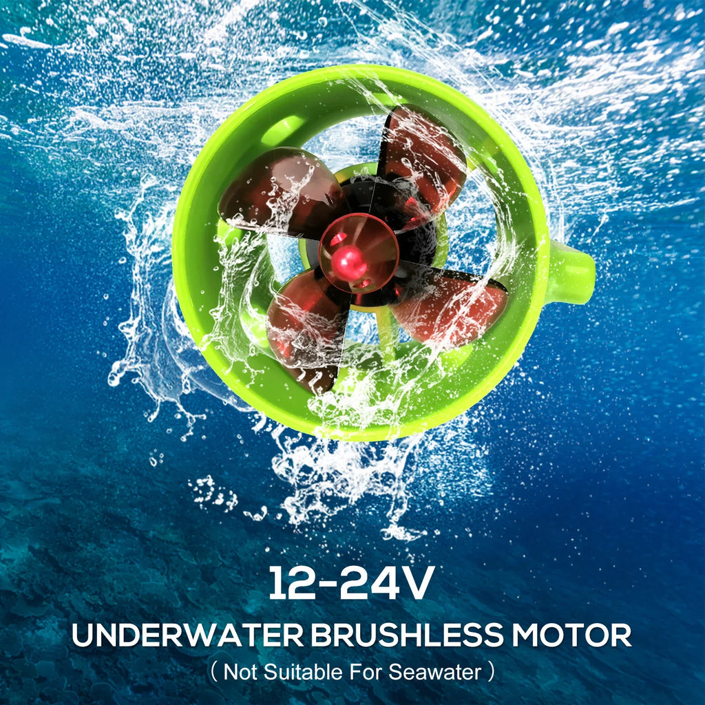 1000KV Underwater Brushless Motor Clockwise with with 4-Blade Propellers 12-24V Waterproof Electric Motor Drive Engine for  Bait Boat Nest Ship