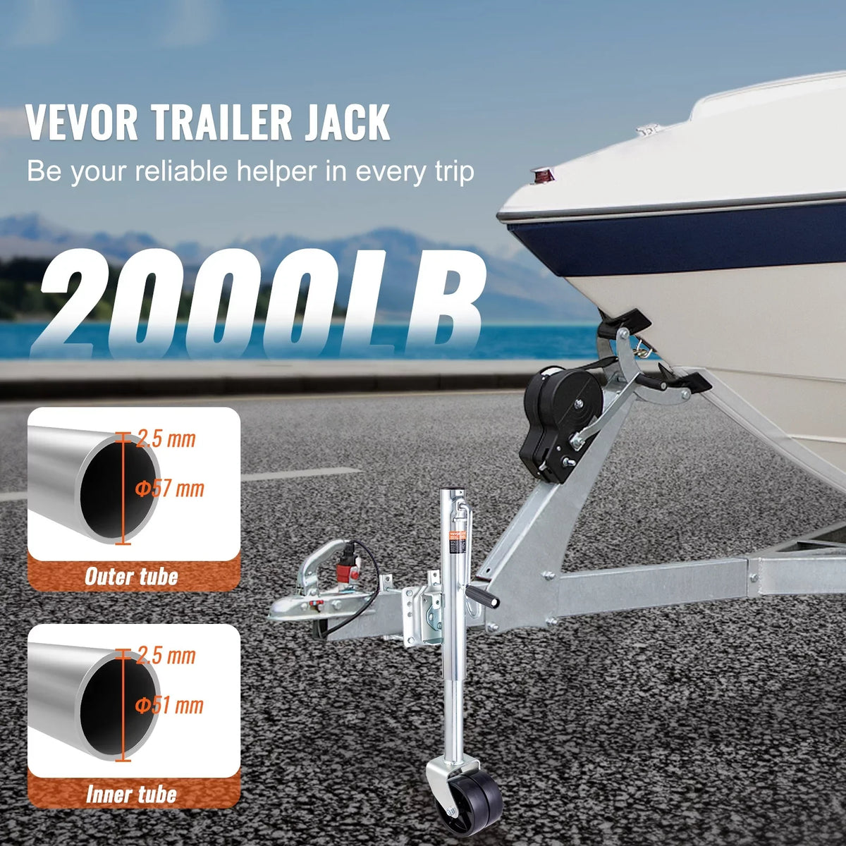 Trailer Jack Boat Trailer Jack 35.3 in 2000 lb with  Wheels & Handle