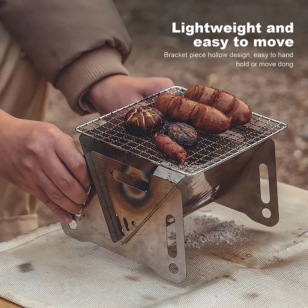occkic Folding Charcoal Grill Portable Barbecue Grill Stainless Steel Mini  Grill for Outdoor Cooking Camping Picnic