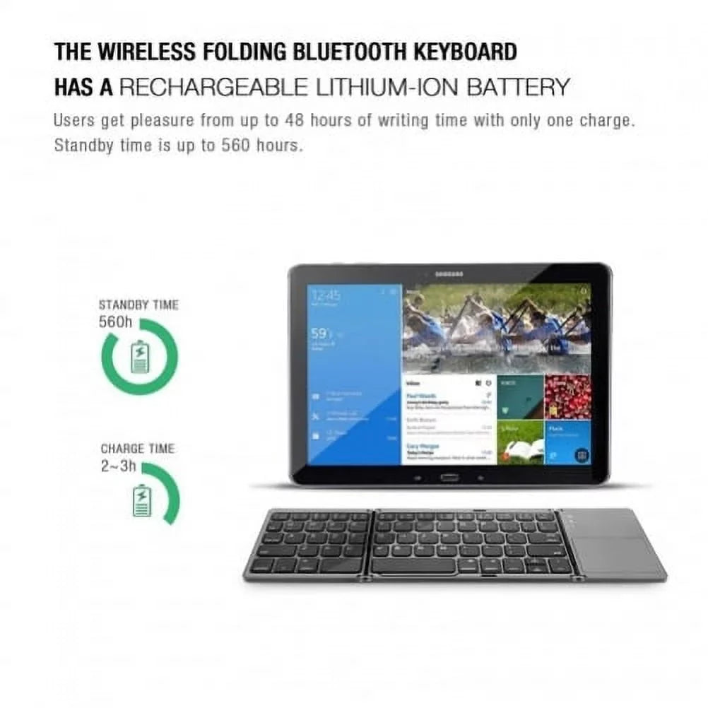 Rechargeable Folding Wireless Keyboard Portable Compact Y1K for iPad Pro 12.9 (2019) 10.5 9.7 4 3 2 -  Zenfone V Live Max Plus M1,  Phone,  5z 5Q 4 Pro, Google Nexus 2 7