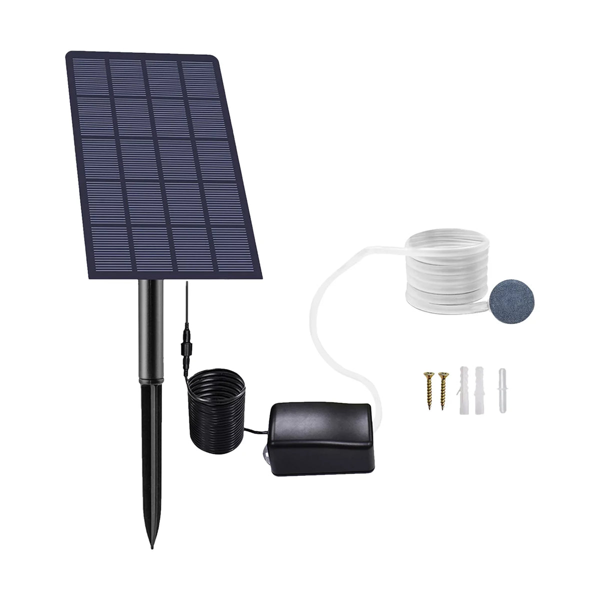 moobody 2W Plug-in Solar Oxygen Pump Fish  Oxygenator Aquarium Oxygen Aerator Air Pump Fishing Aerator with Pipe Air Bubble Stones for Garden Fish  Pool Pond