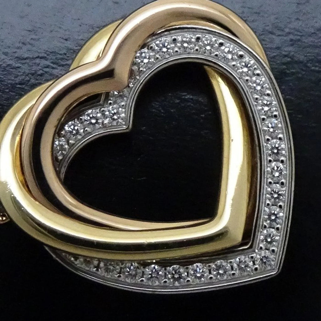 Pre-Owned  Trinity Heart Necklace Diamond B7061200 K18 Three-Color Gold 291637 (Like New)
