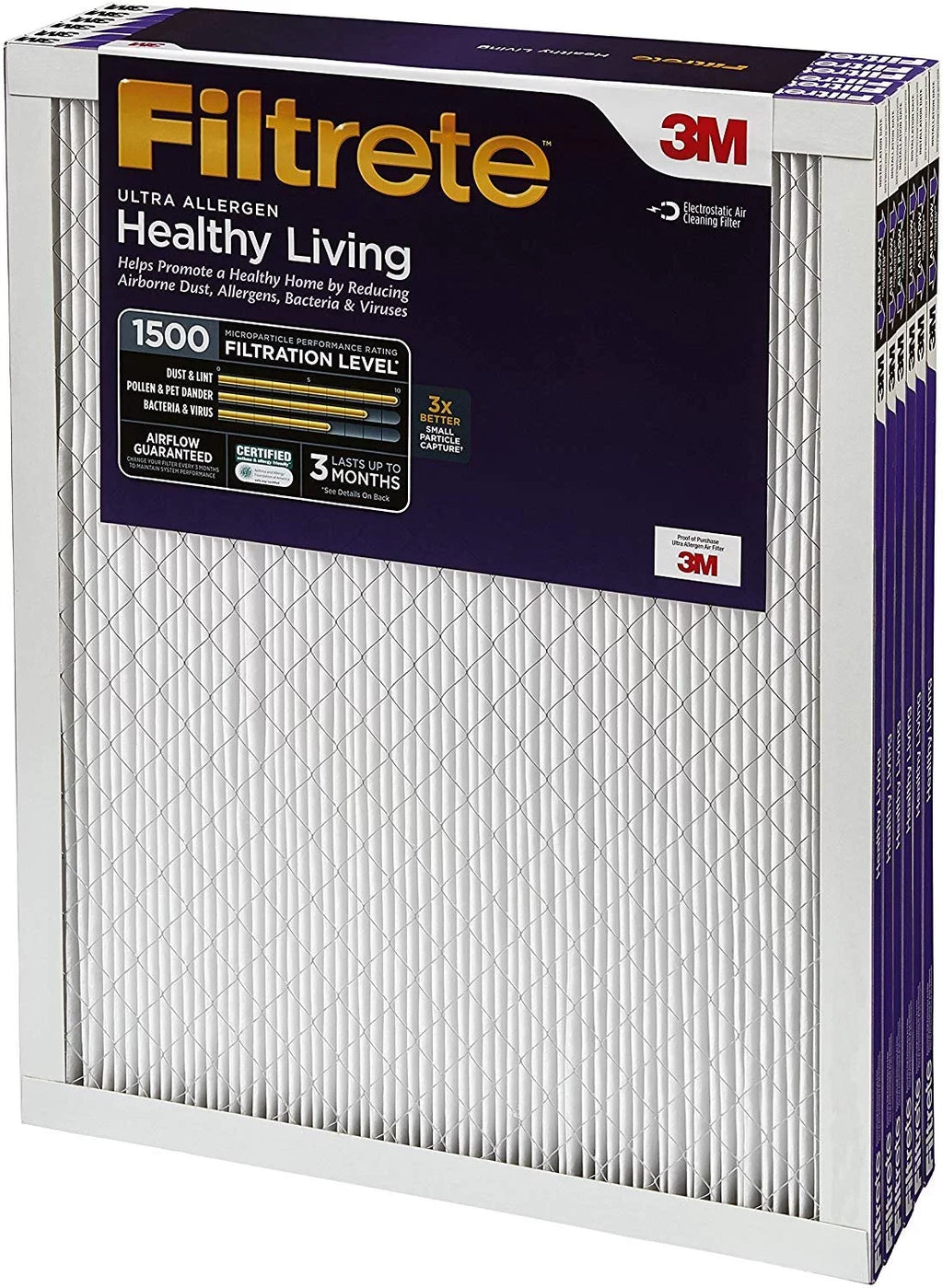 Filtrete Healthy Living Ultra Allergen Reduction  Furnace Air Filter,  1500, 16 x 25 x 1, 6-Pack