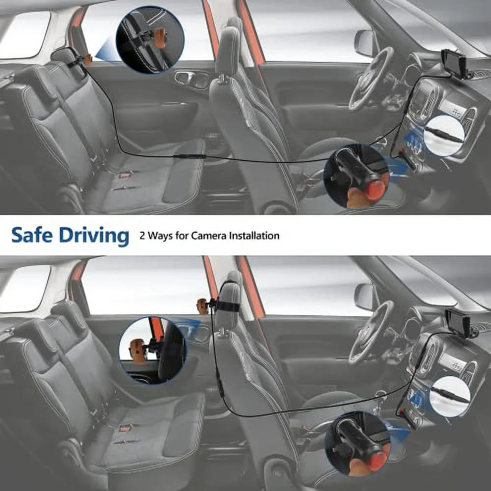 Baby Car Camera,360&deg; Rotation 1080P Baby Car Mirror with Night Vision & 150&deg; Wide View Function,5 Mins Easy to Install Travel Safety Kit,With A Cute Silicone Case