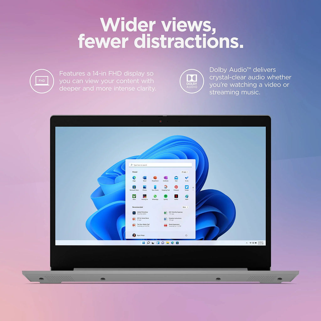 Lenovo 2022 Newest Ideapad 1i Laptop, 14 inch  Display, Intel Quad-Core Processor, 4GB , 256GB Storage, Wi-Fi 6, Bluetooth, Cloud Grey, Windows 11 Home in S Mode