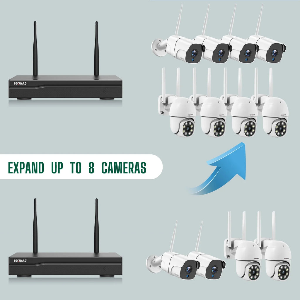 Toguard  Security Camera System Outdoor with 1TB Hard Drive, 2X3MP Wireless WiFi Dome Camera  Connector