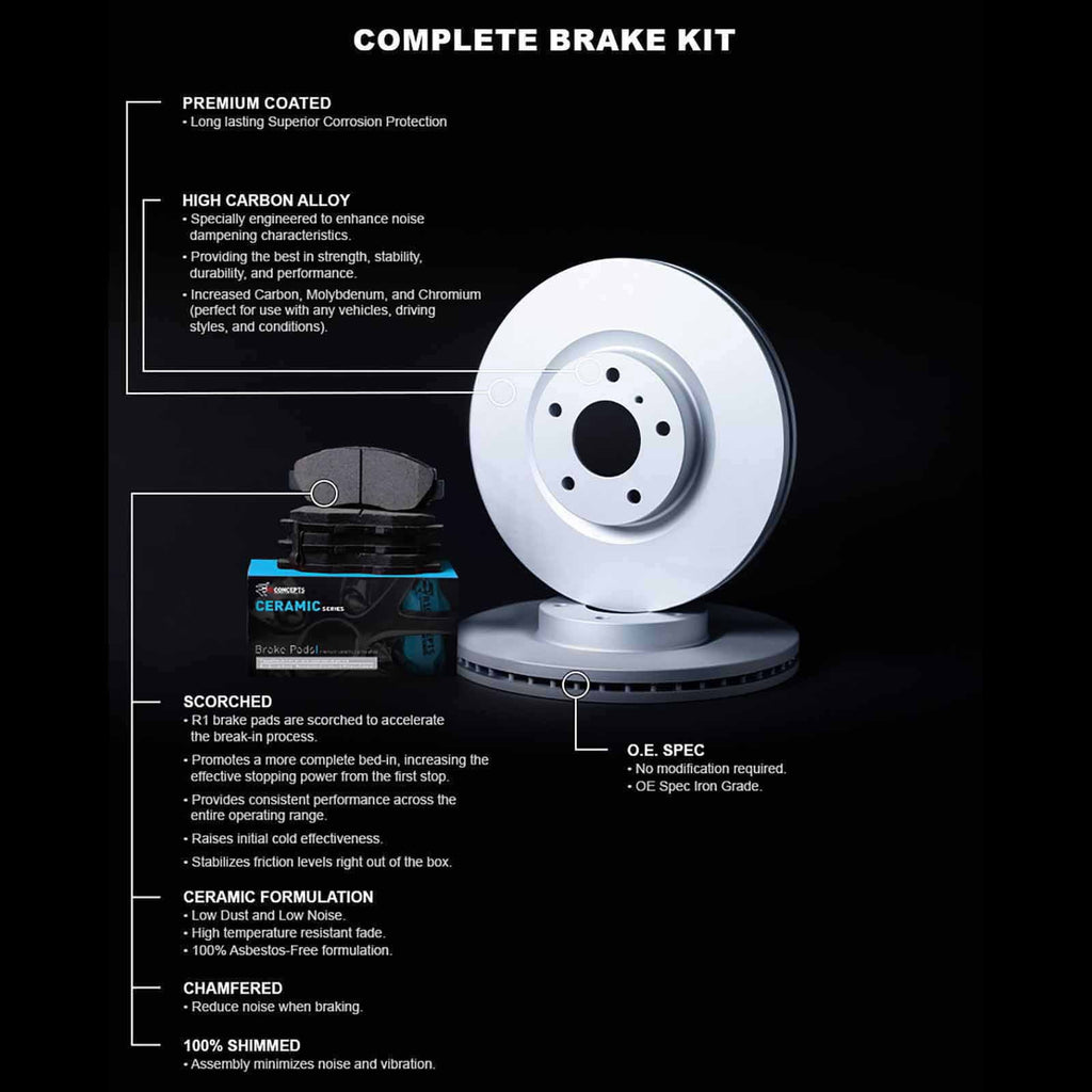 R1 Concepts Wdwh2 59053 R1 Concepts Brake Rotor Carbon Coated With Ceramic Pads Fits select: 2000   /, 1999