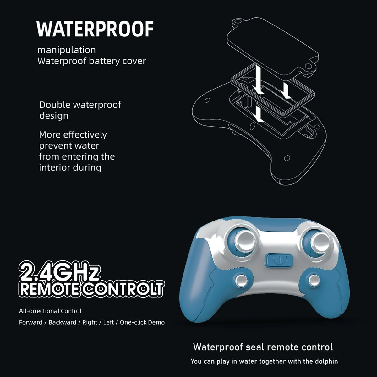 Shinysix Remote  boat,Remote Water Demo Head Remote Boat Animal Boat Water Waterproof Head Ball Boat Water Dolphin Lake River And River Pool Boat Rotation /one Dolphin Lake Toy Kids