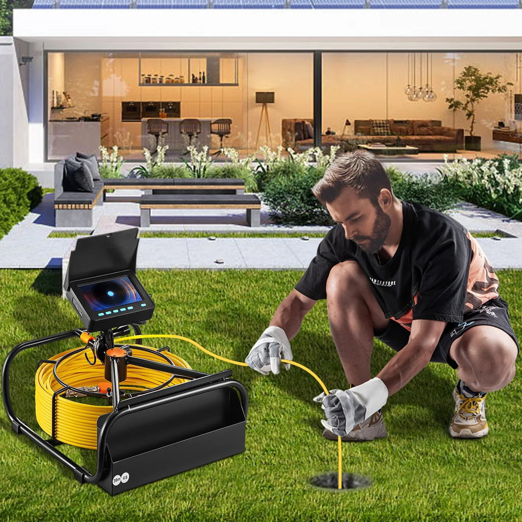 Sewer Camera - 98.4  Cable, 4.3 Inch  Monitor, Waterproof IP68, 6 LEDs, 8500mAh Battery,  Function, 30M Pipeline Inspection Camera
