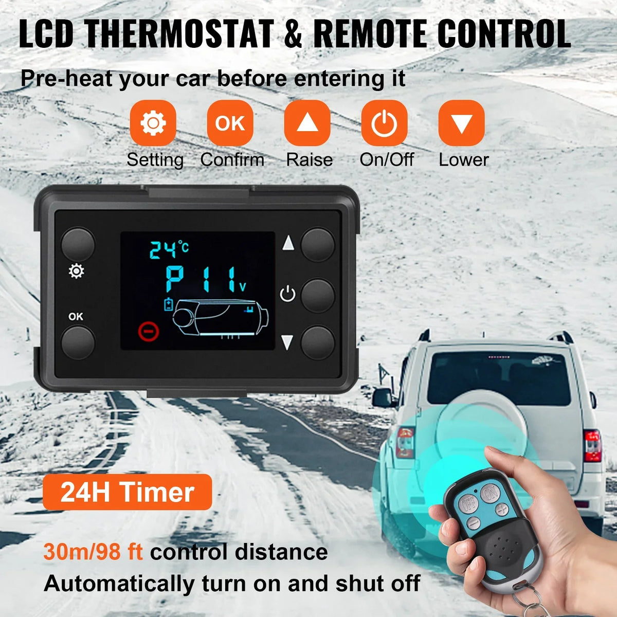 5KW 12V Diesel Air Heater with Remote Control and , Fast Heating Mini Truck Heater for , Boat, Bus, Car Trailer, Motorhomes