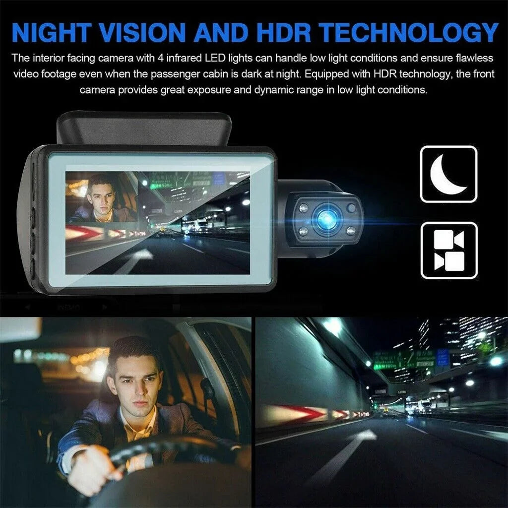 Dash Cam Front and Inside for Car, Dual Dash Cam W/32GB  Card,  1080P Car Camera Dual Lens, Wide Angel  Car Parking Driving Recorder Night Vision Loop Recording G-Sensor