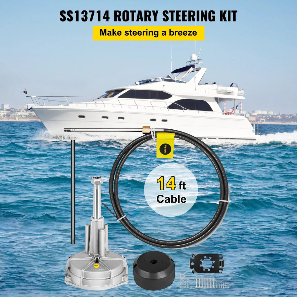 Boat Steering Cable 14' Outboard Rotary Steering Kit