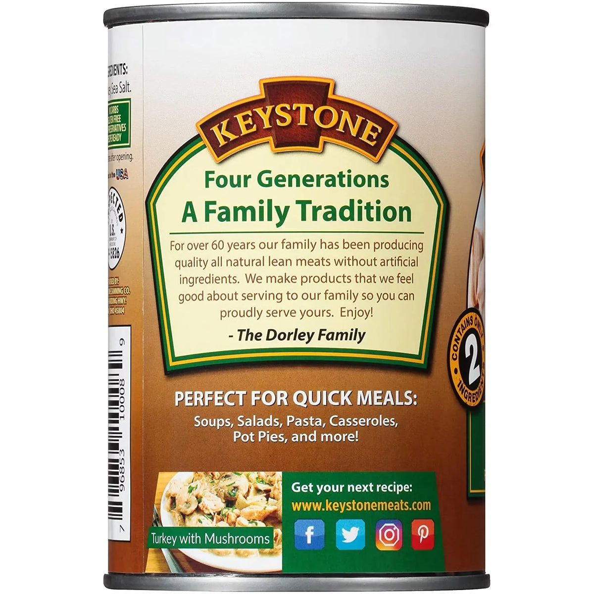 (12 Pack) Keystone All Natural Turkey 14.5 oz Can  Emergency Survival Food For Camping Hiking and Backpacking Ready to Eat