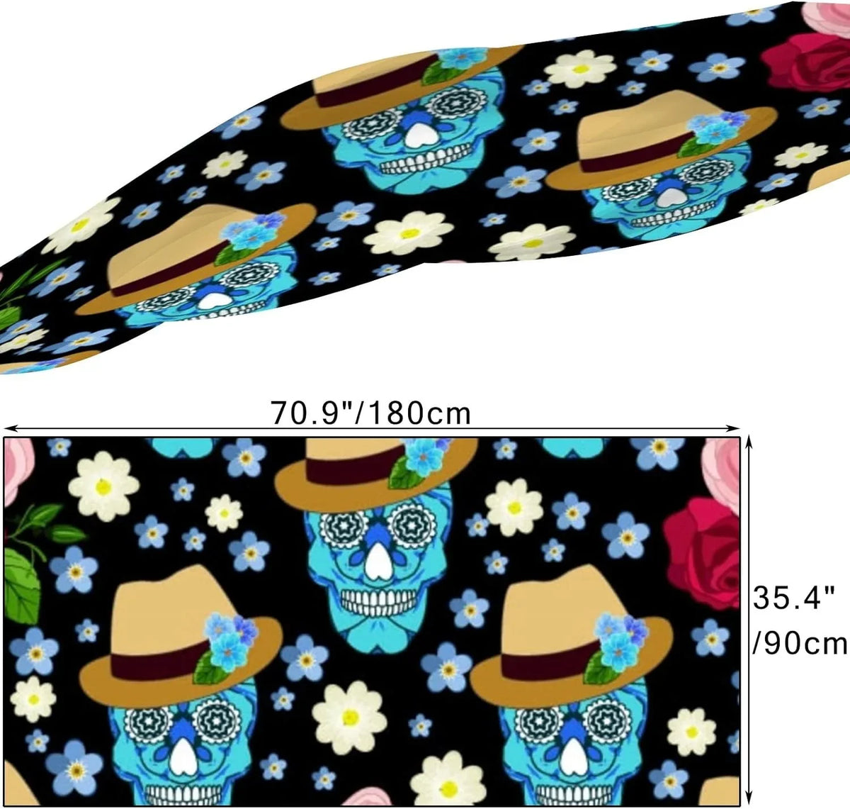 Hyjoy Ethnic Feather And Skull Long Silk Neck Scarf Lightweight Shawl Wrap Scarves for Women Girls