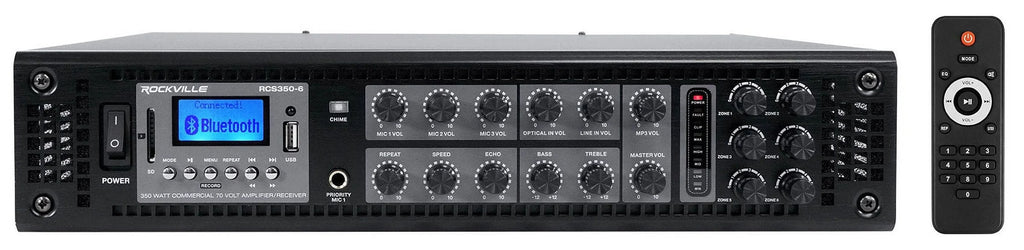 6-Zone Amplifier+4  Pendant+6 Slim White Wall Speakers 4 Restaurant/Bar/Cafe
