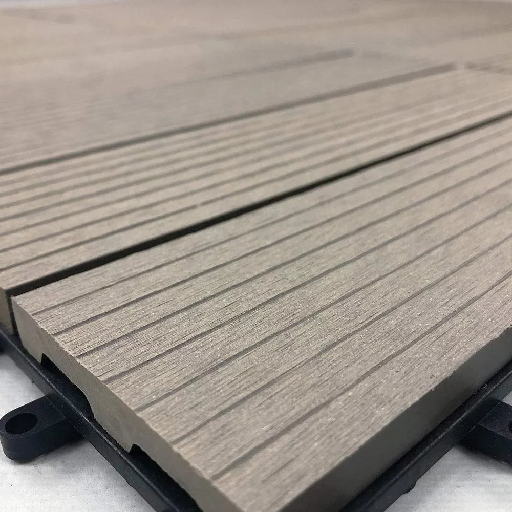 RevTime Easy  Wood-Plastic Deck Tiles 12" x 12" x 3/4”, Gray (9 Pcs)