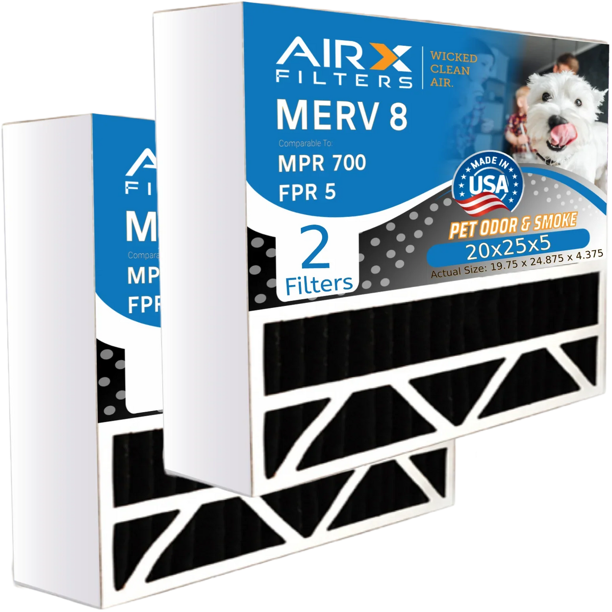 20x25x5 Air Filter Odor Eliminator Carbon Filter  8 Comparable to  700 &  5 Compatible with Honeywell FC100A1037 2 Pack by     .