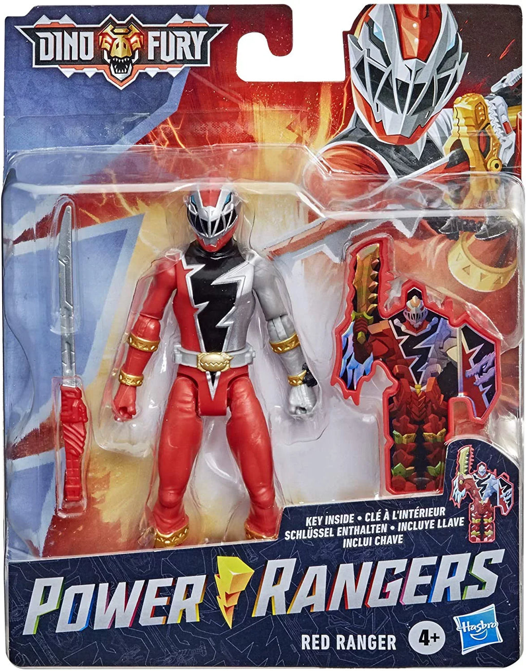 Power Rangers Dino Fury Red Ranger 6-Inch Action Figure Toy Inspired by  Show with Dino Fury Key and Dino-Themed Accessory for Ages 4 and Up