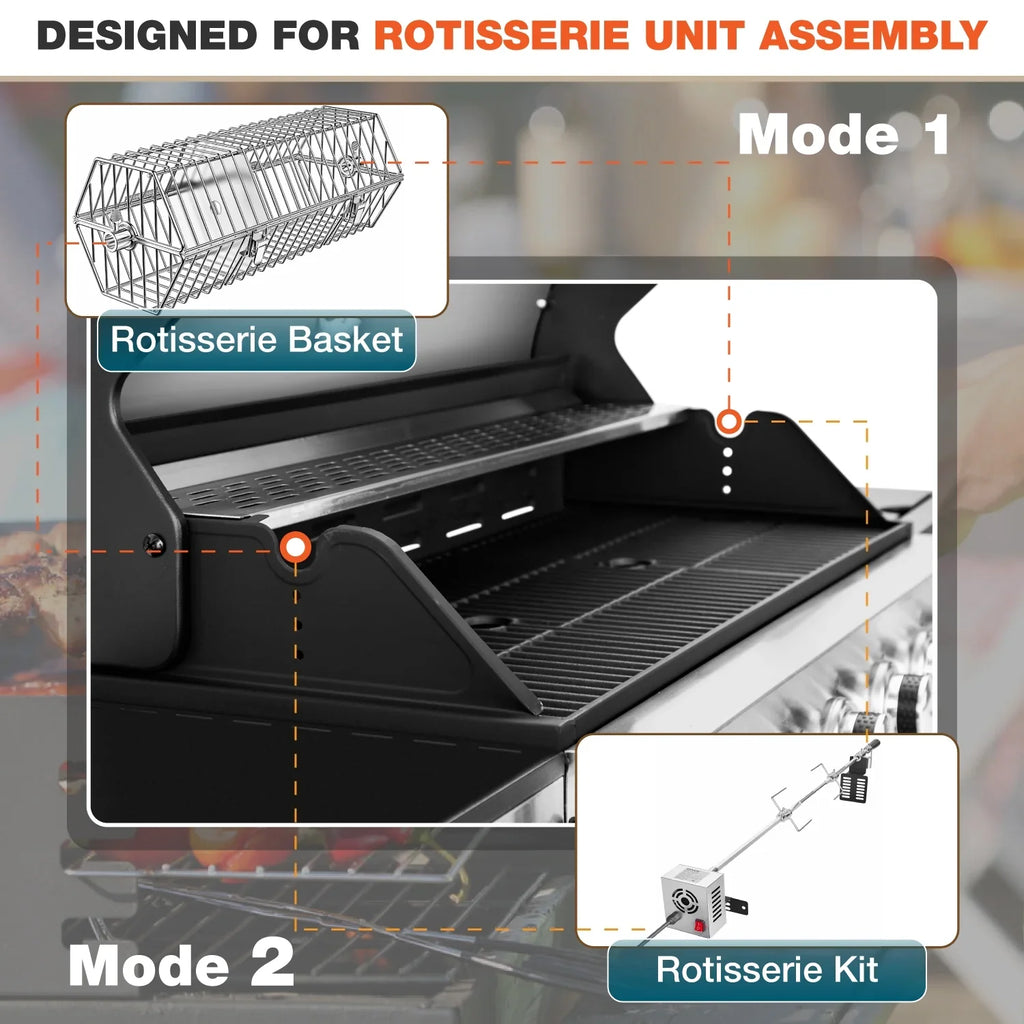 Summit Living 6 Burner Propane Gas Grill with Side Burner Stainless Steel  Grill