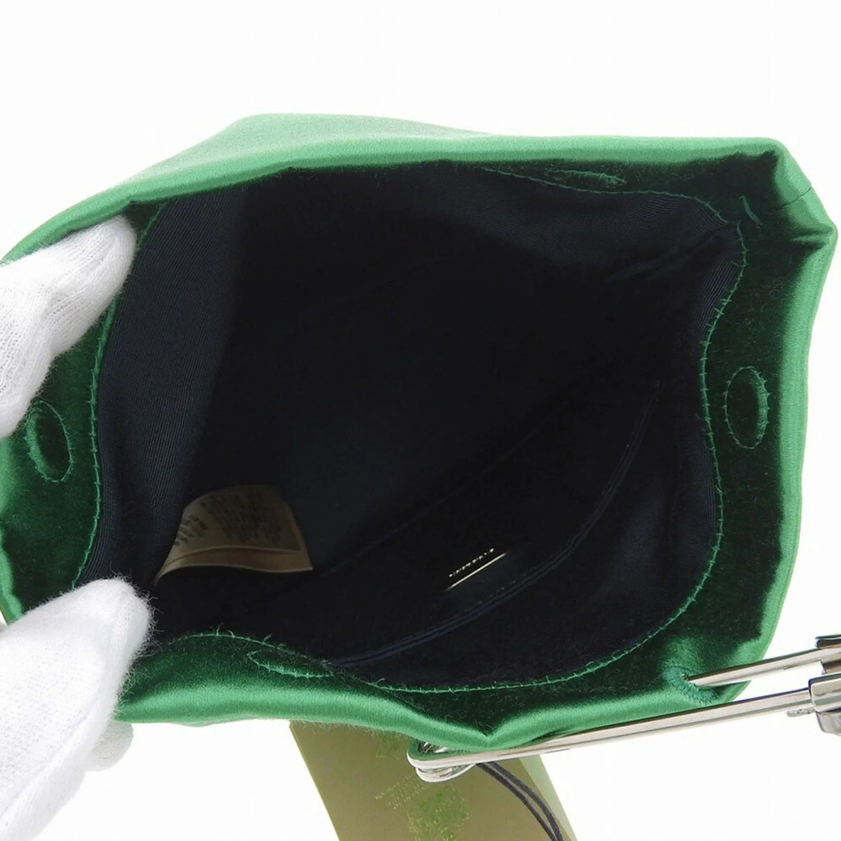 Pre-Owned Burberry  pin clutch bag viscose silk rhinestone bijou green (Like New)