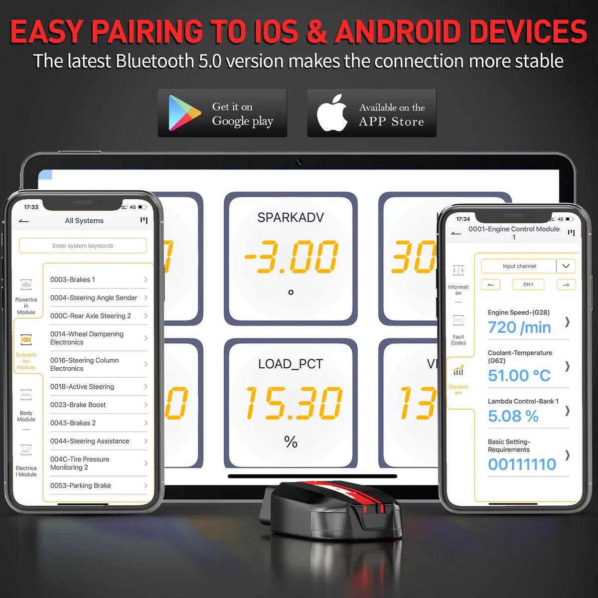 Ancel BD500 Wireless Car Scanner Fits for  Audi Skoda Seat  Vehicles Bluetooth OBD2 Scanner Code Reader Check All Systems Oil Reset  Reset Throttle Learning Automotive Diagnostic Scan Tool
