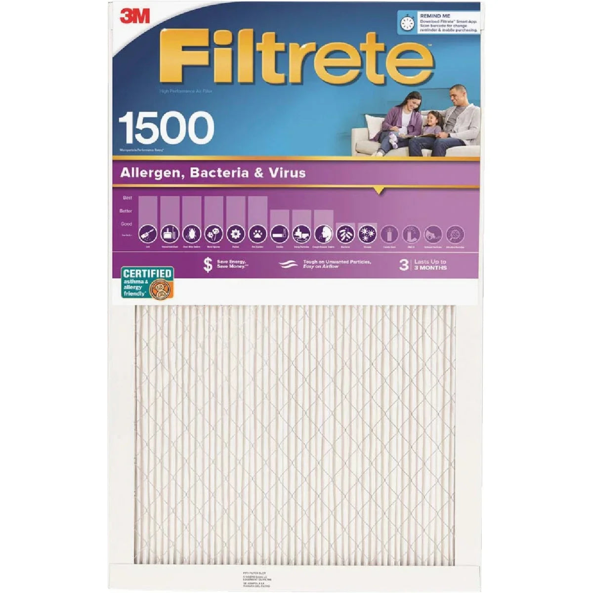1 , Filtrete 20 In. x 20 In. x 1 In. Ultra Allergen Healthy Living 1550  Furnace Filter
