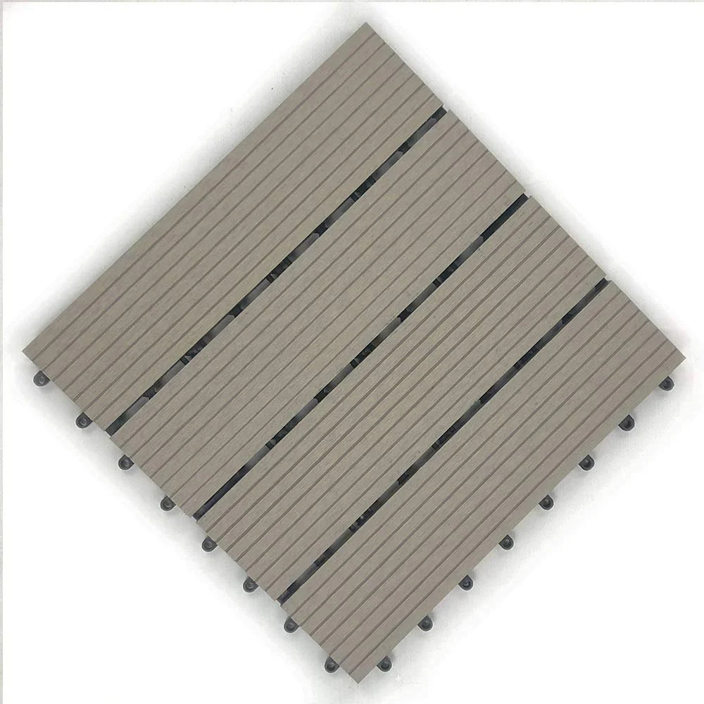 RevTime Easy  Wood-Plastic Deck Tiles 12" x 12" x 3/4”, Gray (9 Pcs)