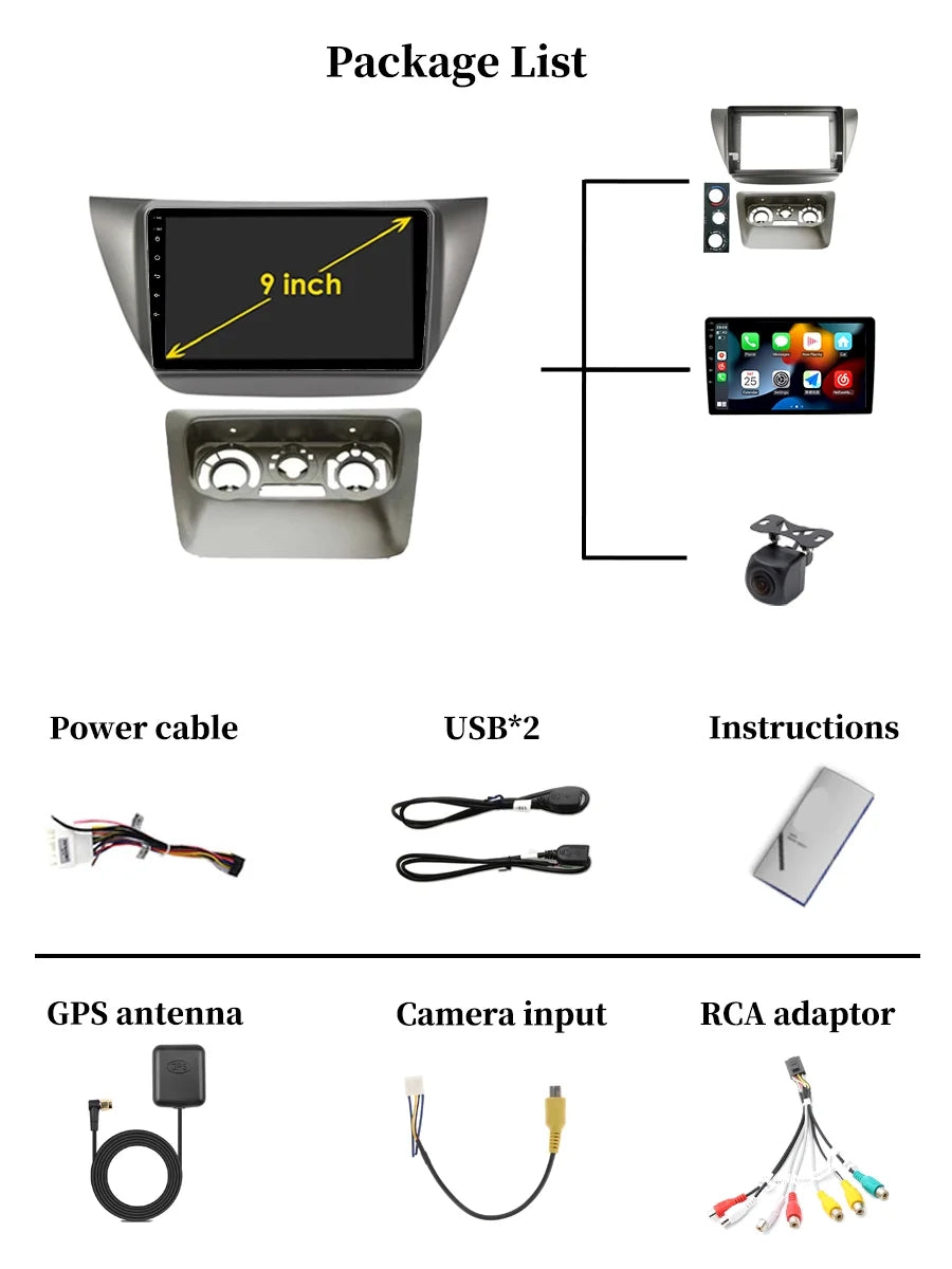 Carplay Car Radio Stereo For Mitsubishi Lancer 9  2000 - 2010  Navi Android Screen With Bluetooth Android Auto