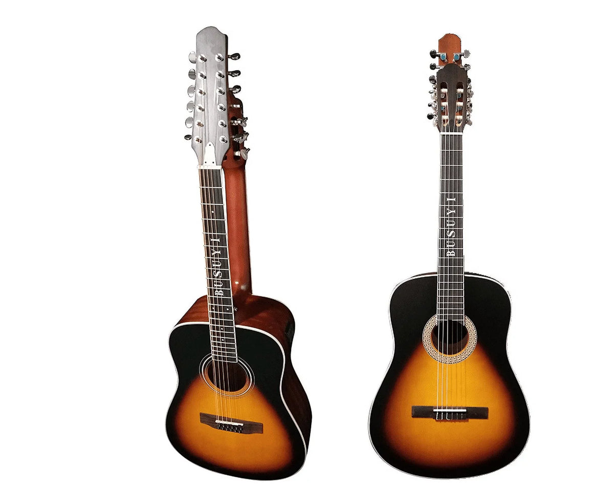 12/6 Strings Acoustic Double Neck, Double Sided Busuyi Guitar 2021  Sunset