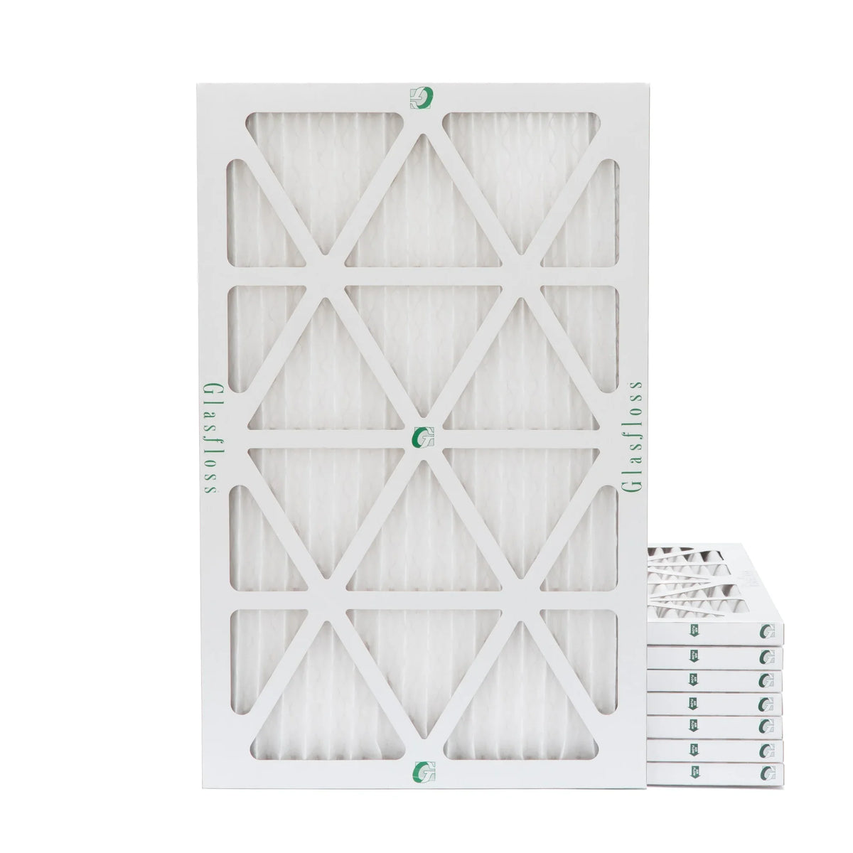 12x20x1  10 Pleated  Furnace Air Filters by Glasfloss Industries. ( 8 Pack ) Exact Size: 11-1/2 x 19-1/2 x 7/8