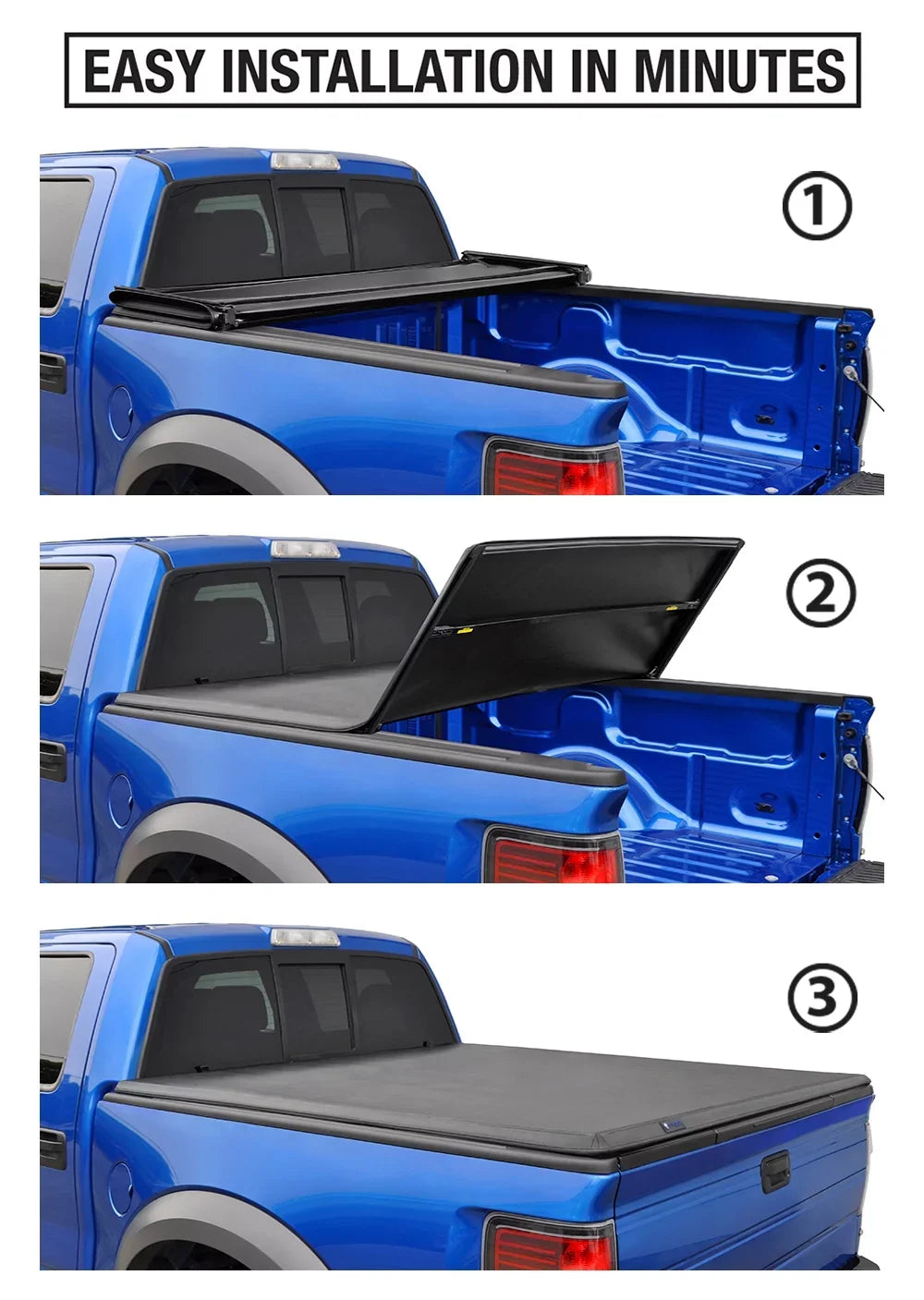 '-BC3D1015 Tri-Fold Pickup Tonneau Cover Fits 2009-2016 Dodge Ram 1500 5.8 feet (69.6 inch) Trifold Truck Cargo Bed Tonno Cover ( For Stepside) 2010 2011 2012 2013 2014 2015