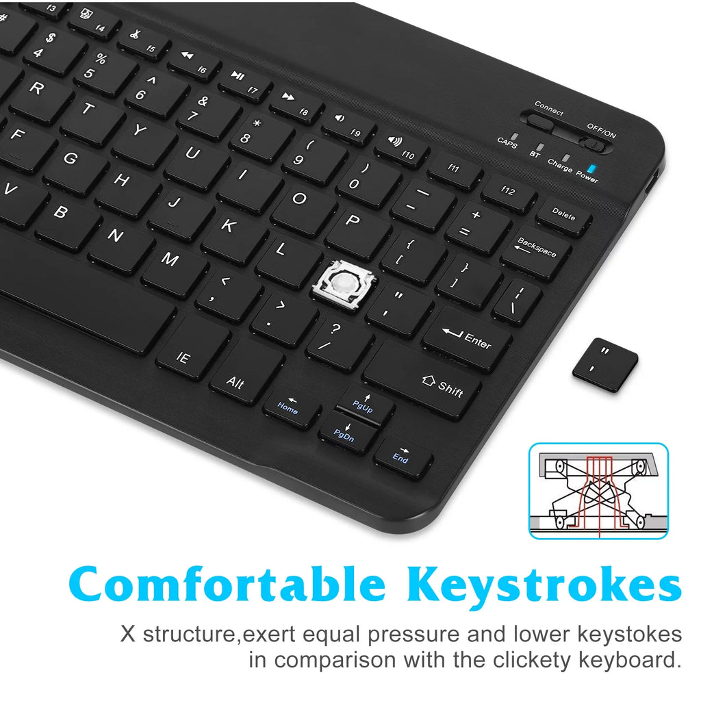 Rechargeable Bluetooth Keyboard and Mouse Combo Ultra Slim Full-Size Keyboard and Ergonomic Mouse for  Axon 30 Ultra 5G and All Bluetooth Enabled Mac/Tablet/iPad//Laptop - Onyx Black