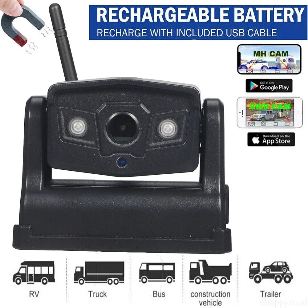 Magnetic WiFi Wireless Camera, Backup for Front/Rear View, Equipped with 9600mAh Battery