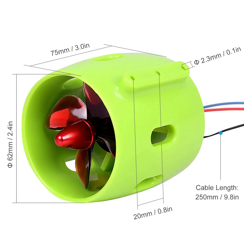 1000KV Underwater Brushless Motor Clockwise with with 4-Blade Propellers 12-24V Waterproof Electric Motor Drive Engine for  Bait Boat Nest Ship