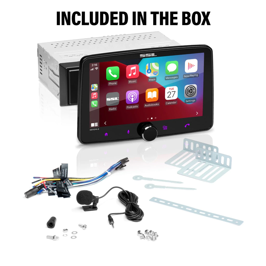 Sound Storm Laboratories DD7CPA-S Car Audio Stereo System - Apple CarPlay, Android Auto, Single Din with 7 Inch Touchscreen, Bluetooth Audio & Calling Head Unit, No  Player, Radio Receiver