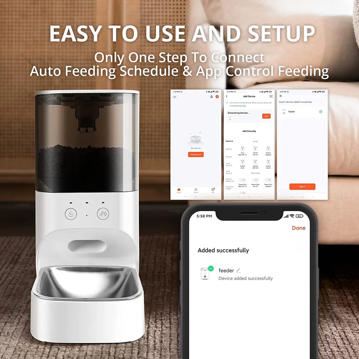 boqii Automatic Cat Feeder, Timed Cat Feeder with  Control, Dog Food Dispenser with Stainless Steel & Lock Lid, 30S Voice Recorder