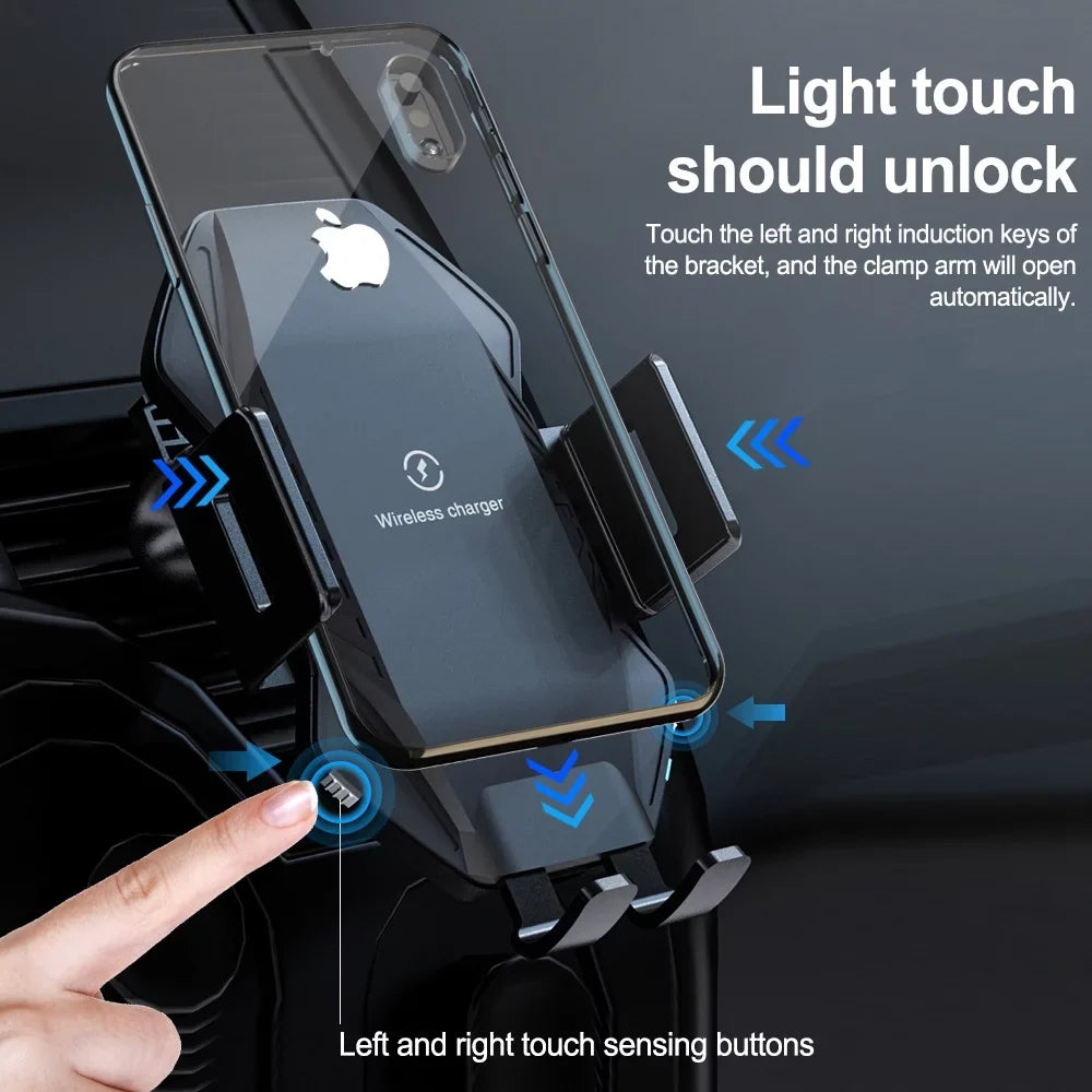 Wireless Car Charger, Saoqi 10W Smart Sensor Auto Clamping Air Vent Dashboard Windshield Car Phone Holder Mount, Compatible for iPhone, Samsung, Google, , etc