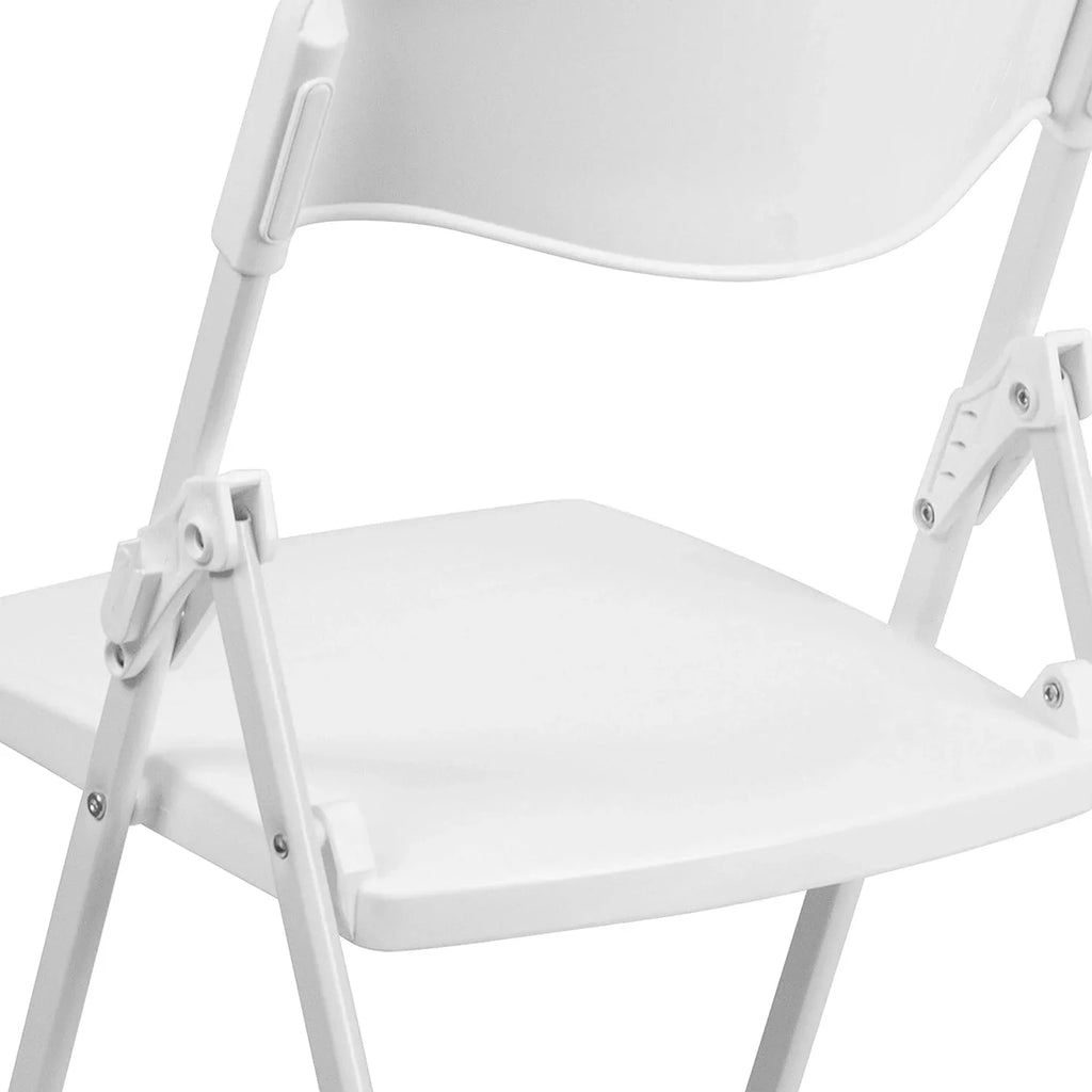 Series 500 Lb. Capacity Heavy Duty White Plastic Folding Chair With Built-In Ganging Brackets