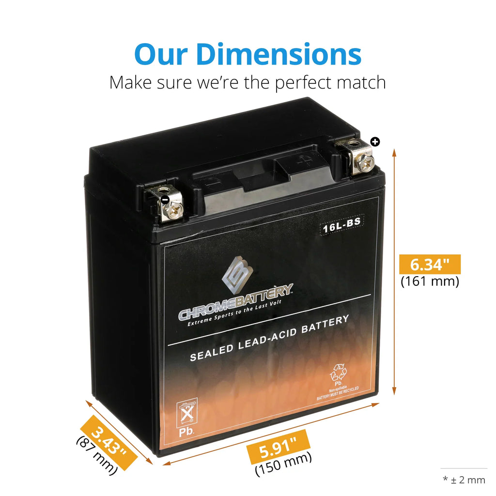 Chrome Battery YTX16L- (16L- 12 Volt,14 Ah, 230 ) Pwc Battery for Kawasaki (jet Ski) Js400 Year (76)