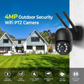Security Camera Wireless Outdoor, 4MP Pan/Tilt 2.4G Wifi  Surveillance Cameras with Motion Detection and Siren, 2-Way Audio, Full Color Night Vision, for Multi-Platform