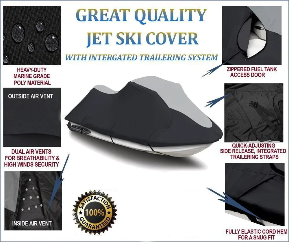 '-  JetSki Cover Compatible for Polaris   785 1997 1998 1999 Jet Ski Trailerable Cover Black/Grey 1-2 Seater