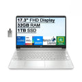 2021 17.3"   Laptop Computer, 11th Generation Intel Core i7-1165G7, 32GB , 1TB PCIe , Backlit Keyboard, Intel Iris Xe Graphics,  Webcam,  Audio, Windows , Silver, 32GB  Card