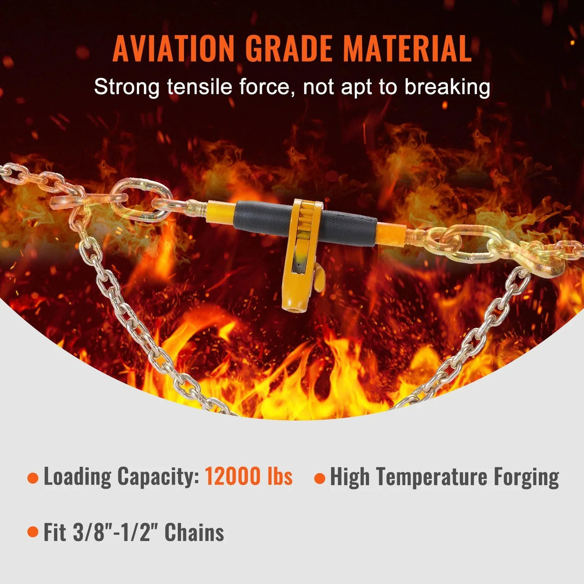 Ratchet Chain Binder, 38"-12" Heavy Duty Load Binders, with G80 Hooks 12000 lbs Secure Load Limit, Labor-saving Anti-skid Handle, Tie Down Hauling Chain Binders for Flatbed Truck Trailer, 4 Pc