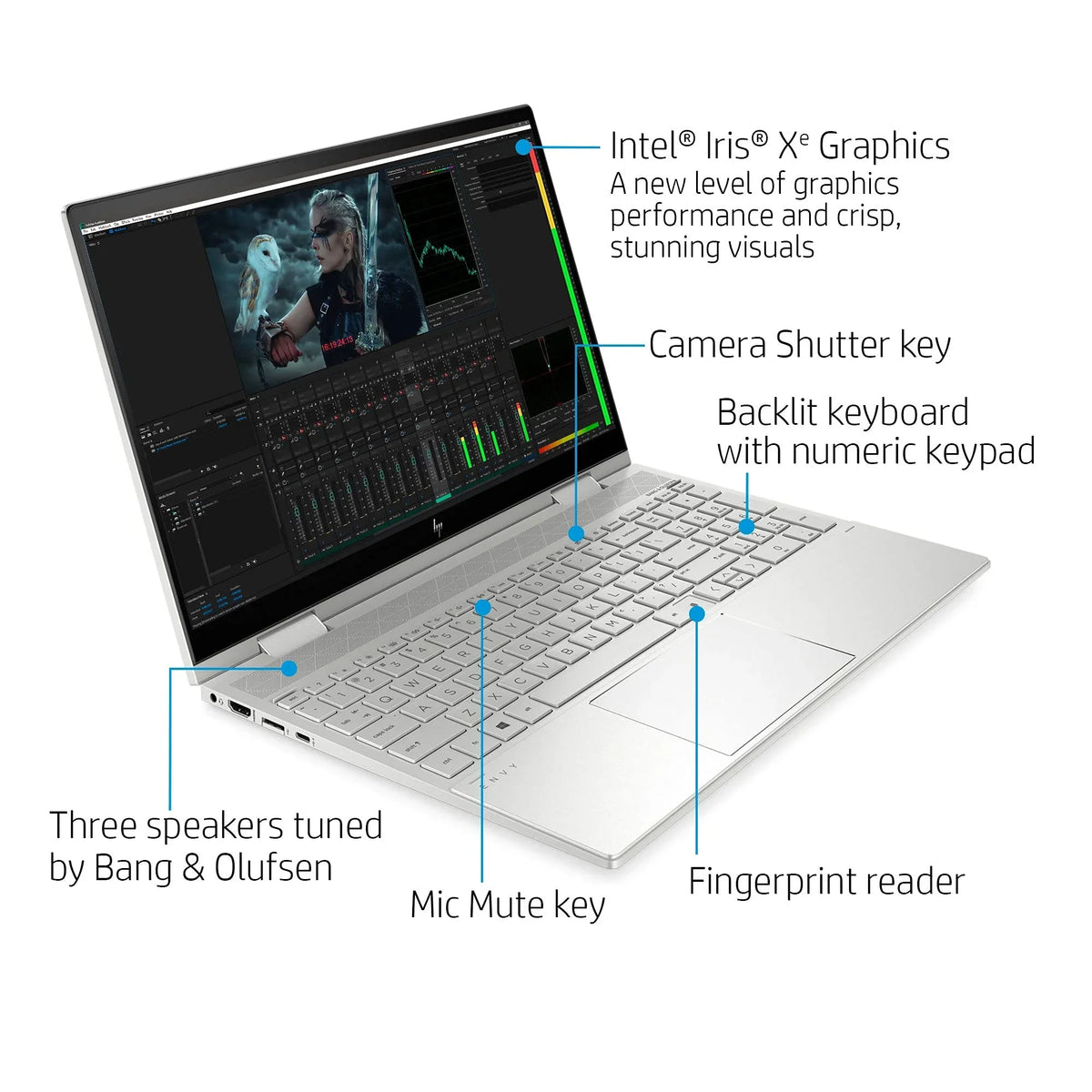 2021  Envy 2-in-1 Laptop 15.6 inch  Touchscreen 11th Gen Intel i5-1135G7 Iris Xe Graphics 12GB DDR4 512GB NVMe - 6 Win 10 Fingerprint Backlit Keyboard w/ 32GB  Natural Silver 15-ED1055WM
