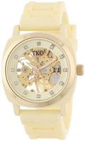 Women's TK626CR Milano Cream Rubber Mechanical Movement Skeleton Watch