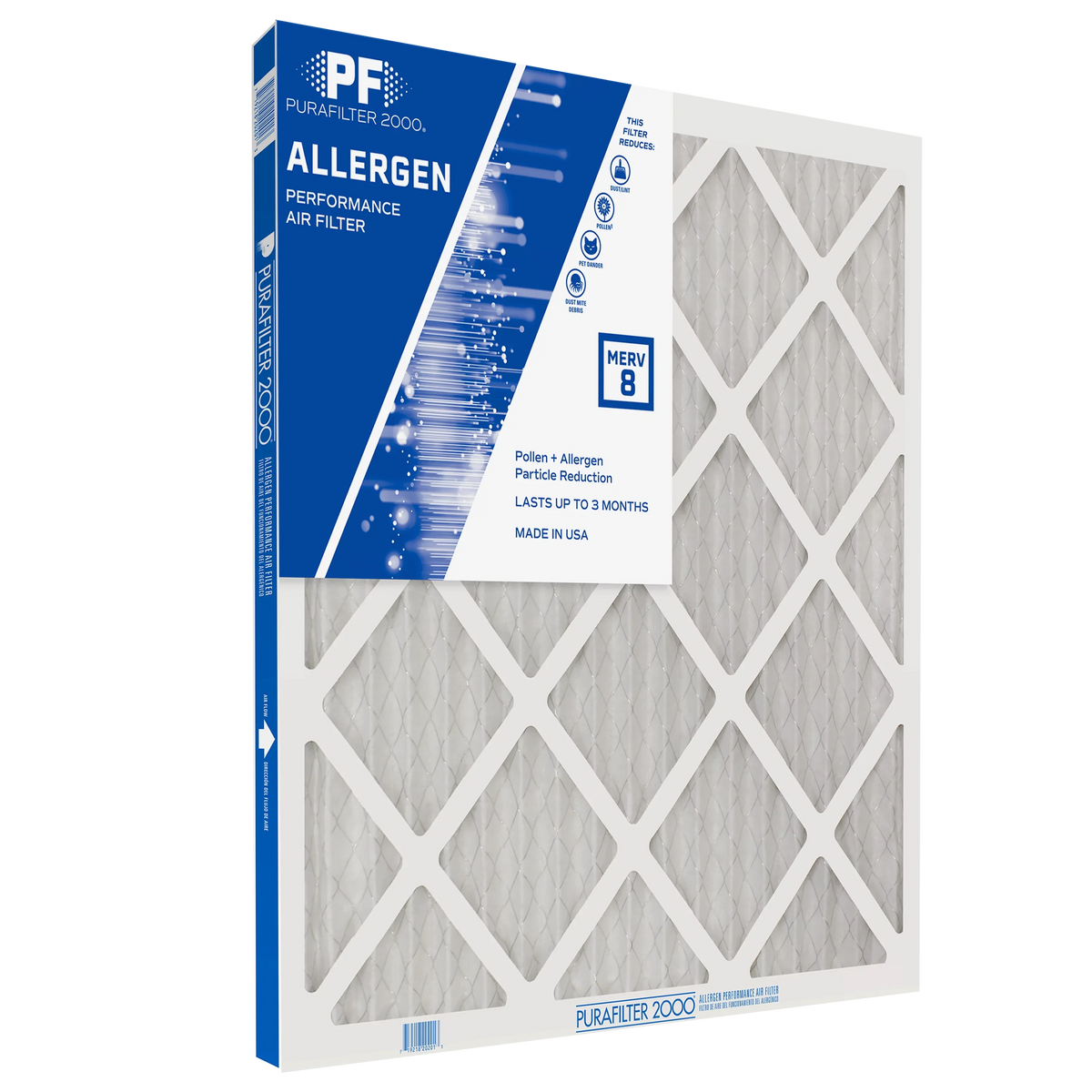 20x25x1 (19.75 x 24.75)  2000® Allergen 8000  8 Air Filter