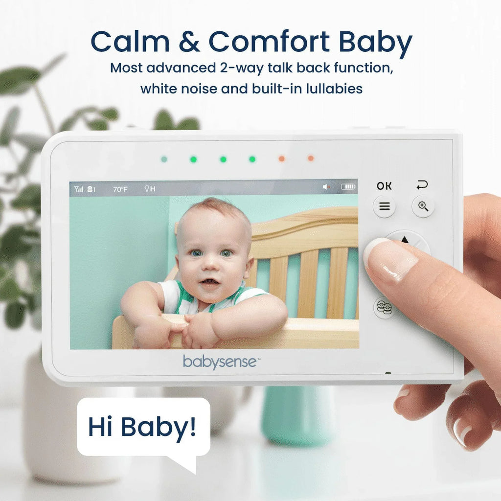 Babysense Split Screen Video Baby Monitor, 4.3" Display with 2  Cameras, Long Range, Night Light & Vision, Two-Way Talk, V43