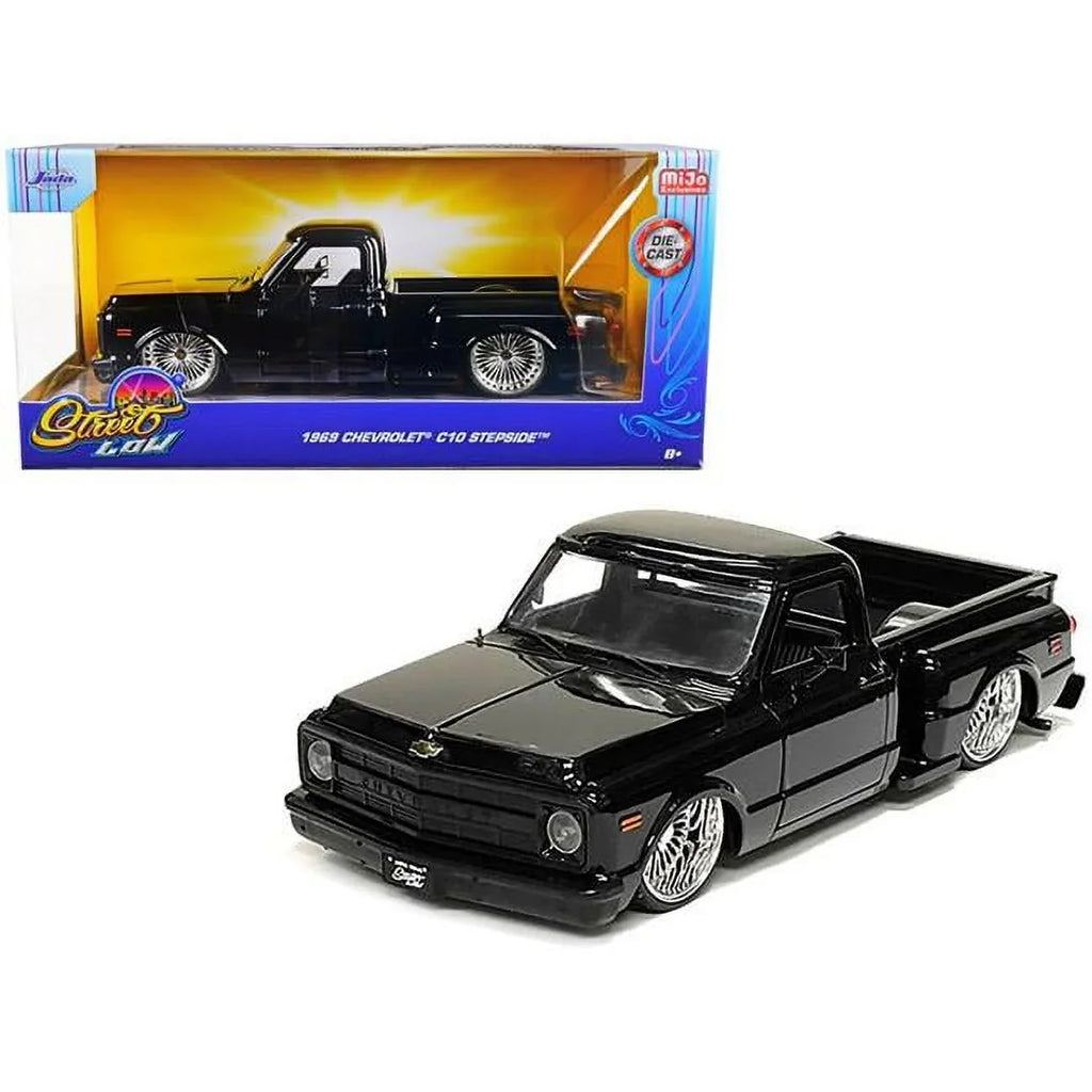 1969 Chevrolet C10 Pickup Truck Lowrider Black "Street Low" Series 1/24 Diecast Model Car by Jada