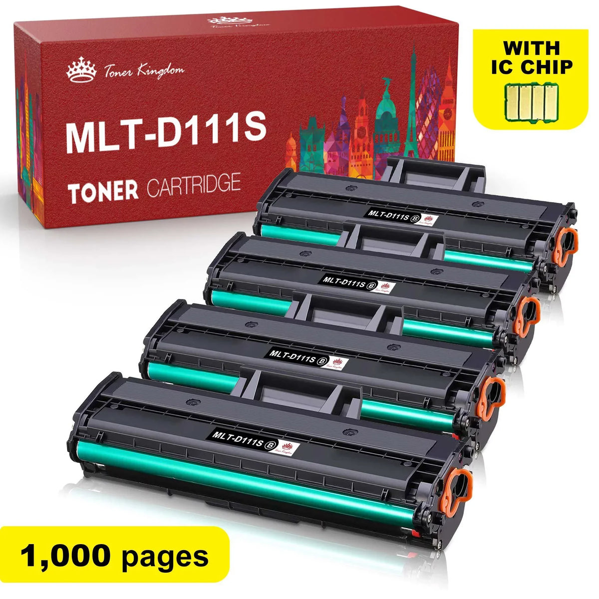 4-Pack -D111S Compatible Toner Cartridge for Samsung -D111S 111S High Yield Xpress SLM2020W M2022W M2070FW M2024 M2026W Printer (Black)