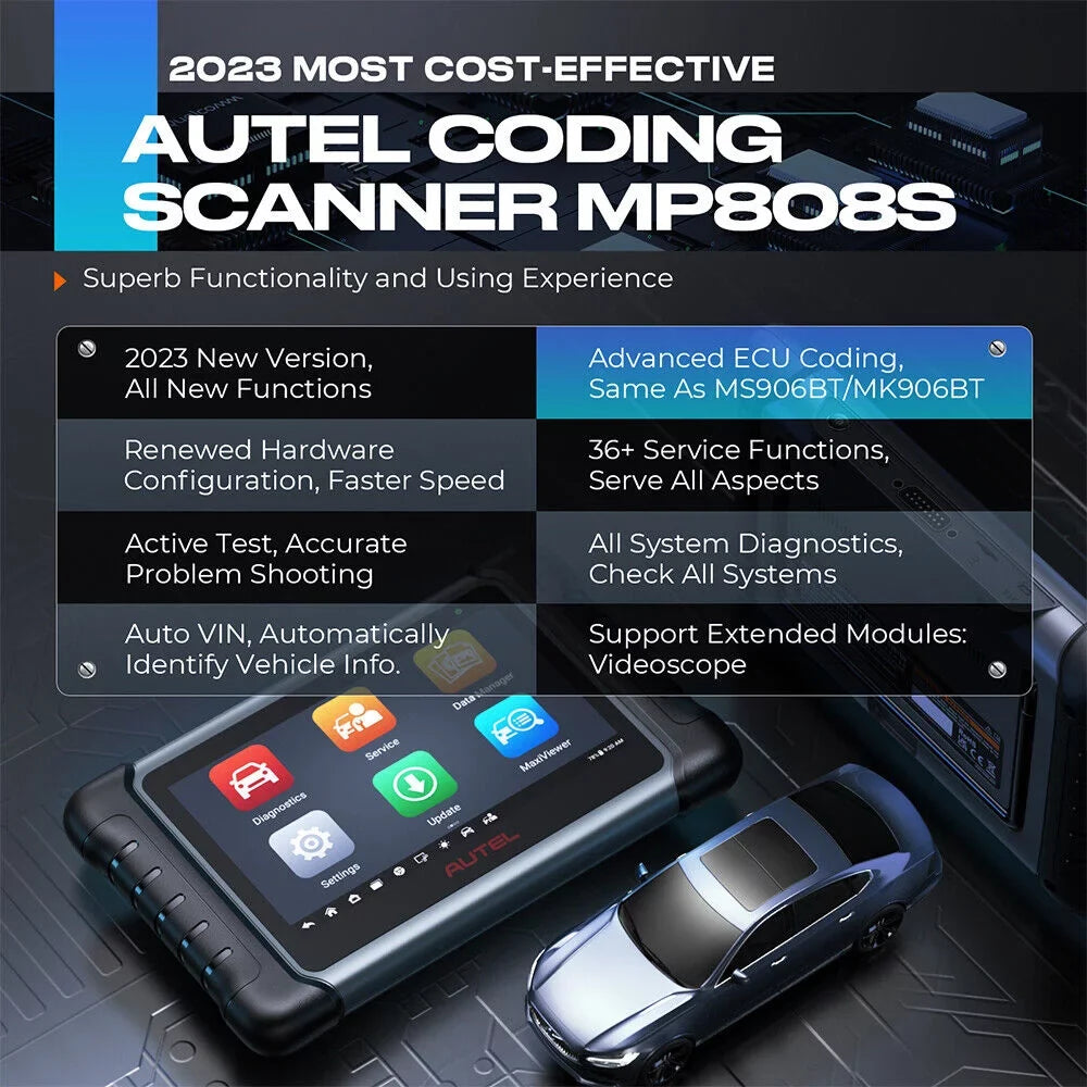 Autel Scanner MaxiPRO MP808S Car Diagnostic Scan Tool All System Diagnostics  Coding, Active Test, 36+ Service, Upgraded of MP808/ MP808BT/ MK808